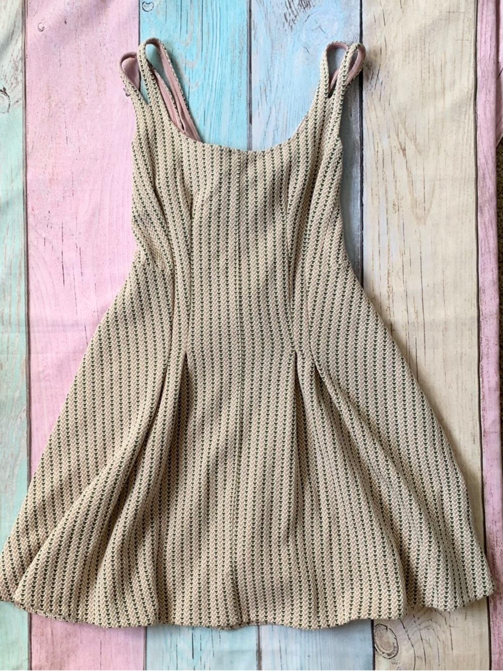 Anthropologie Cream Knit Sundress with Pink Straps - Picture 3 of 10
